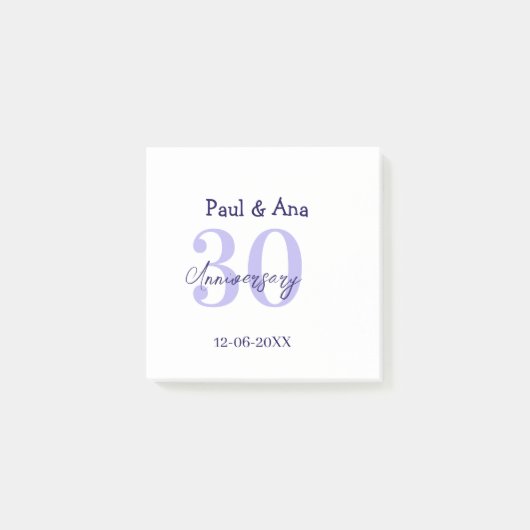 30th anniversary purple bold letter name simple re post-it klebezettel (Vorderseite)