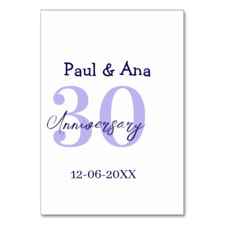 30th anniversary purple bold letter name simple re tischnummer