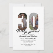 30th Anniversary with Photo Minimalist Einladung (Vorderseite)