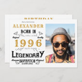 30th Birthday 1996 Legend White & Gold Photo Einladung (Vorne/Hinten)