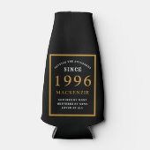 30th Birthday 1996 Name Elegant Chic Black Gold Flaschenkühler (Vorderseite)