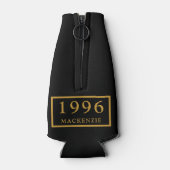 30th Birthday 1996 Name Elegant Chic Black Gold Flaschenkühler (Rückseite)