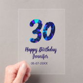 30th birthday add name date year blue sparkle  acryleinladungen (Insitu (Handheld))