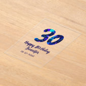 30th birthday add name date year blue sparkle  acryleinladungen (Ablage )