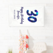 30th birthday add name date year blue sparkle banner (Insitu)