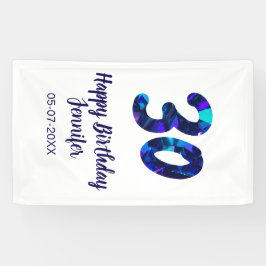 30th birthday add name date year blue sparkle  banner