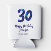 30th birthday add name date year blue sparkle dosenkühler (Rückseite)