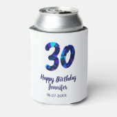 30th birthday add name date year blue sparkle dosenkühler (Kanne Rückseite)