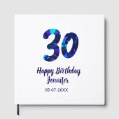 30th birthday add name date year blue sparkle gästebuch (Vorderseite)