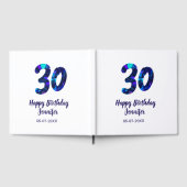 30th birthday add name date year blue sparkle gästebuch (Voll)
