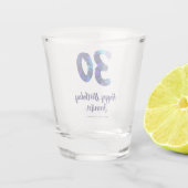 30th birthday add name date year blue sparkle  schnapsglas (Rückseite)