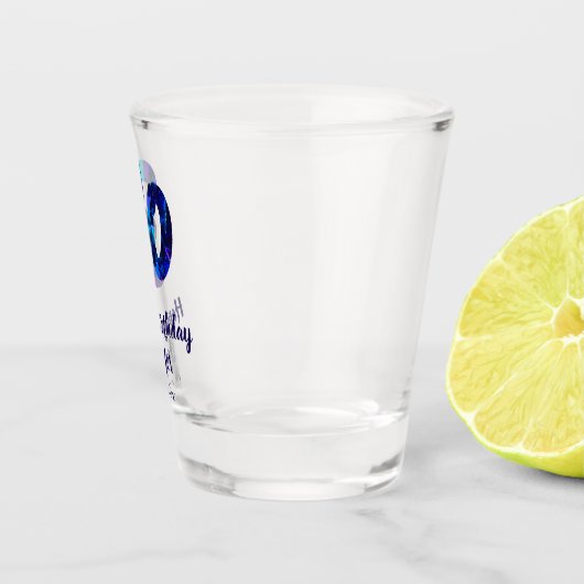 30th birthday add name date year blue sparkle schnapsglas (Rechts)