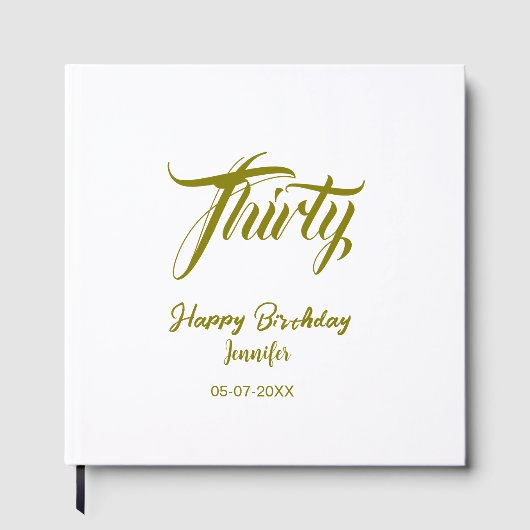 30th birthday add name date year gold template thi gästebuch (Vorderseite)