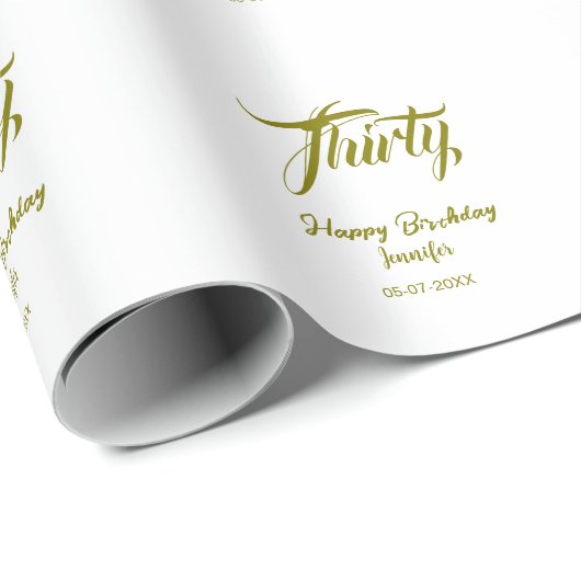 30th birthday add name date year gold template thi geschenkpapier (Rolleneckpunkt)