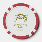 30th birthday add name date year gold template thi pokerchips (Rückseite)