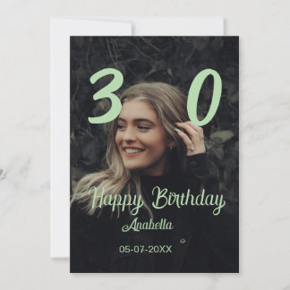 30th birthday add name date year green pastel bold einladung