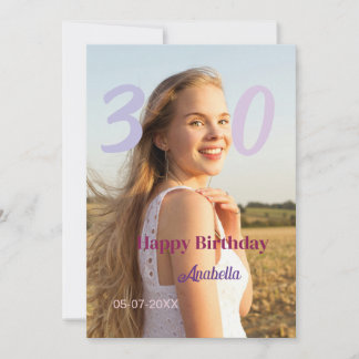 30th birthday add name date year PURPLE PINK BOLD Einladung