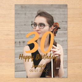 30th birthday add name date year white photo acryleinladungen