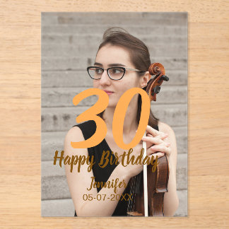 30th birthday add name date year white photo acryleinladungen