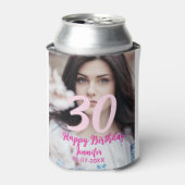 30th birthday add name date year white photo dosenkühler (Kanne Vorderseite)