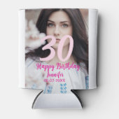 30th birthday add name date year white photo dosenkühler (Vorderseite)