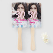 30th birthday add name date year white photo fächer (Vorne und Hinten)