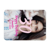 30th birthday add name date year white photo magnet (Horizontal)