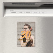 30th birthday add name date year white photo magnet (In Situ (Geschirrspüler))