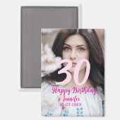 30th birthday add name date year white photo magnet (Vorderseite/Rückseite)
