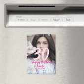 30th birthday add name date year white photo magnet (In Situ (Geschirrspüler))