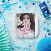 30th birthday add name date year white photo pappteller (Party)