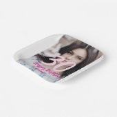 30th birthday add name date year white photo pappteller (Gewinkelt)