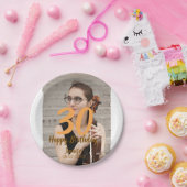 30th birthday add name date year white photo pappteller (Party)