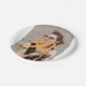 30th birthday add name date year white photo pappteller (Schrägansicht)