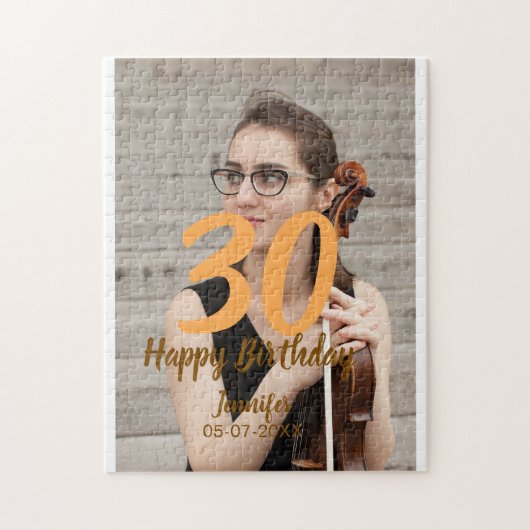 30th birthday add name date year white photo puzzle (Vertikal)