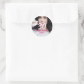 30th birthday add name date year white photo runder aufkleber (Tasche)
