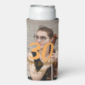 30th birthday add name date year white photo selters dosenkühler (Seltzer Vorderseite)