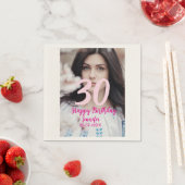 30th birthday add name date year white photo serviette (Beispiel)