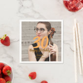 30th birthday add name date year white photo serviette (Beispiel)