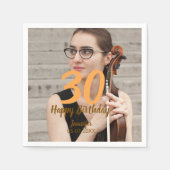 30th birthday add name date year white photo serviette (Vorderseite)