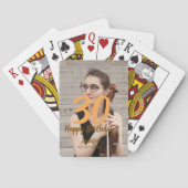 30th birthday add name date year white photo spielkarten (Rückseite)