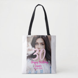 30th birthday add name date year white photo tasche