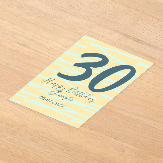 30th birthday add name date year yellow blue paste acryleinladungen (Ablage )