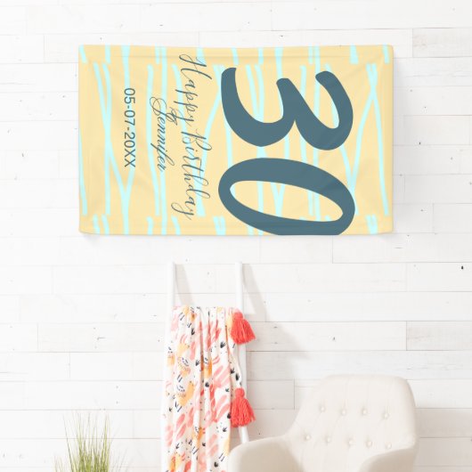 30th birthday add name date year yellow blue paste banner (Insitu)