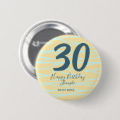 30th birthday add name date year yellow blue paste button (Vorne & Hinten)