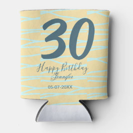 30th birthday add name date year yellow blue paste dosenkühler