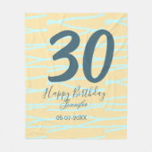 30th birthday add name date year yellow blue paste fleecedecke (Vorderseite)