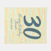 30th birthday add name date year yellow blue paste fleecedecke (Vorderseite (Horizontal))