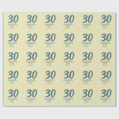 30th birthday add name date year yellow blue paste geschenkpapier (Flach)