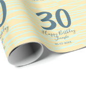 30th birthday add name date year yellow blue paste geschenkpapier (Rolleneckpunkt)